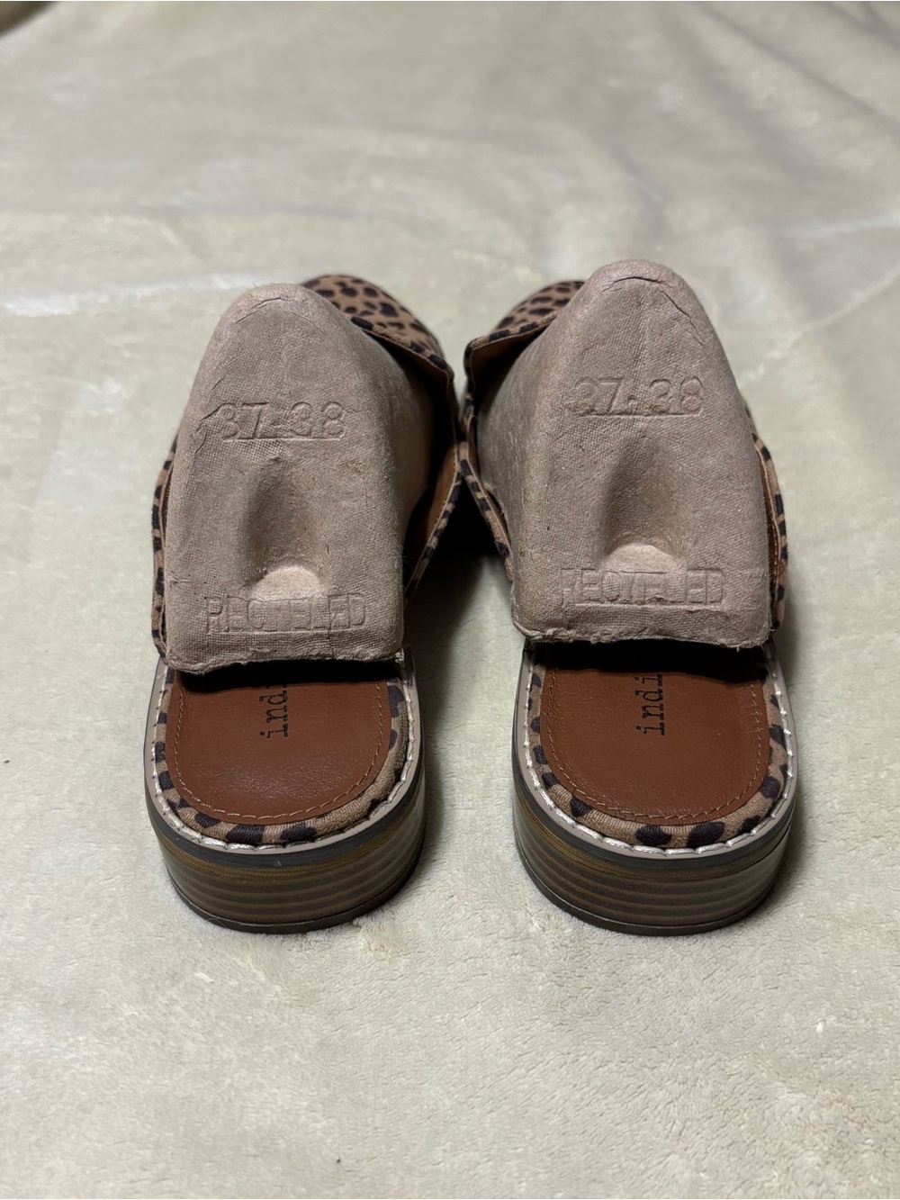 Indigo Leopard Print Slip-On Mules in Brown and Black - Picture 3 of 6